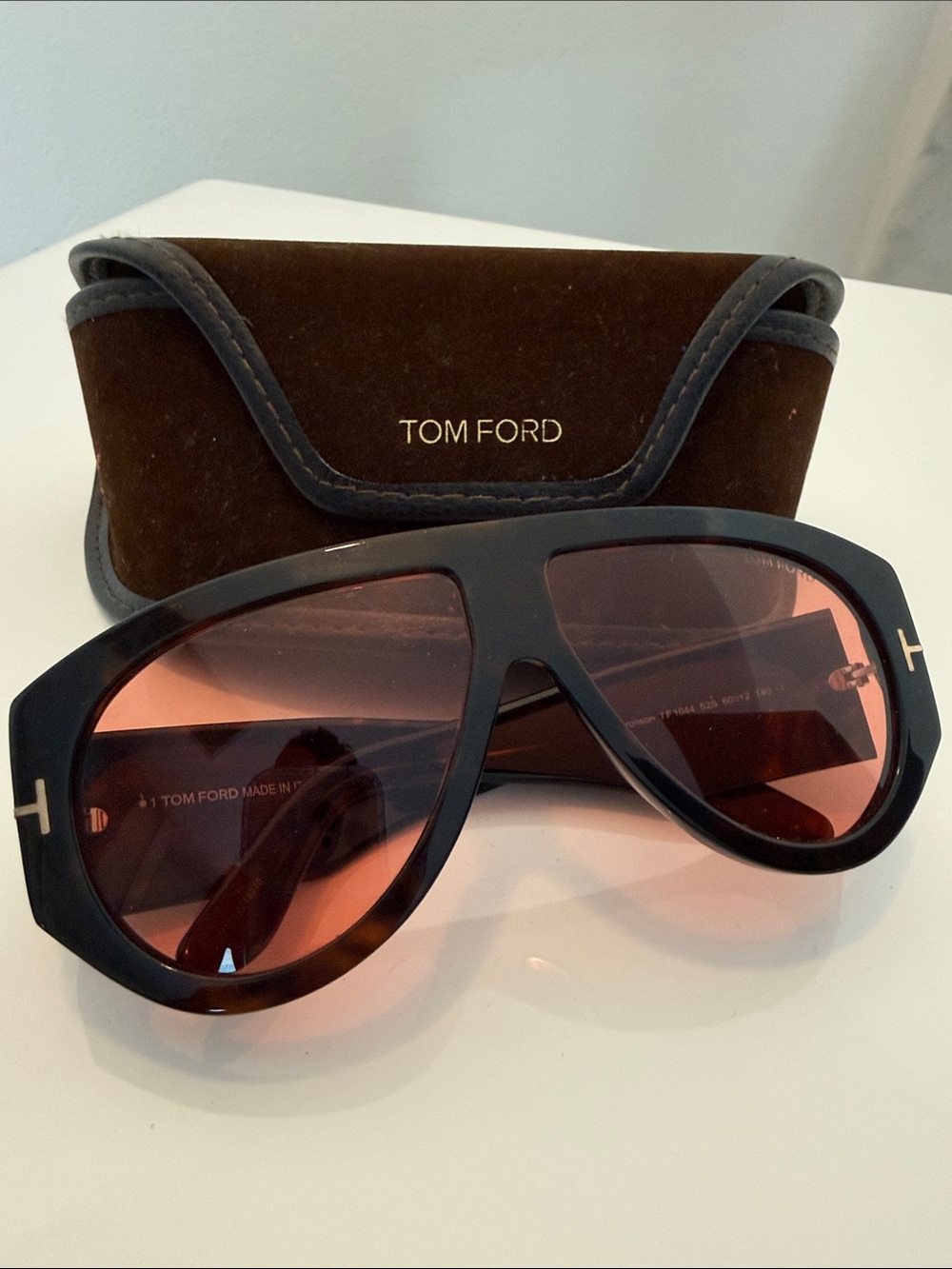 Tom Ford Black Frame Sunglasses with Brown-Orange Lenses